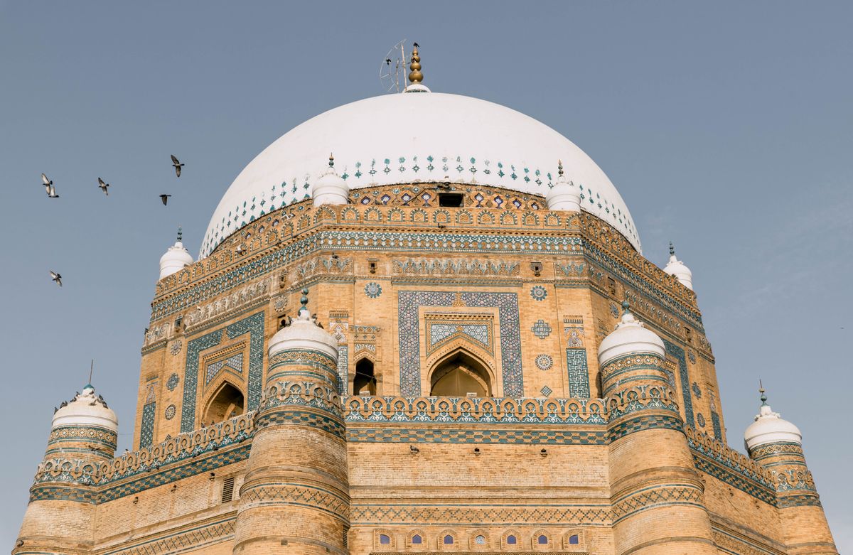 Blue-tiled shrine detail